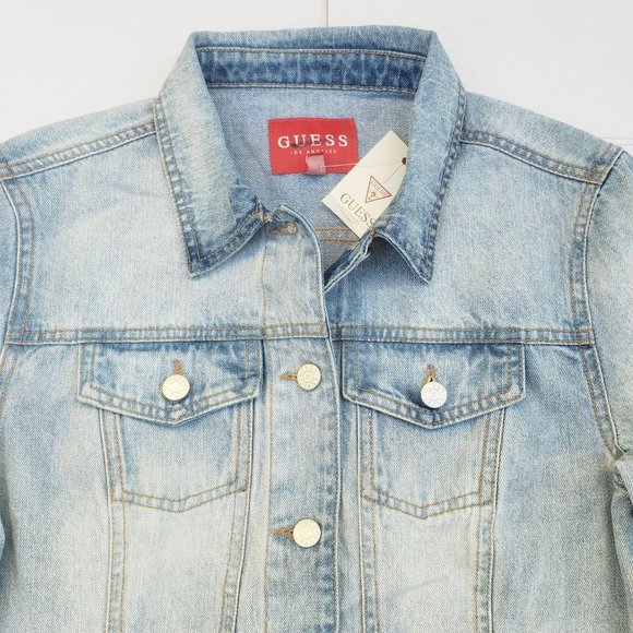 New GUESS Men's Light Blue Denim Jacket sz S - Picture 3 of 7